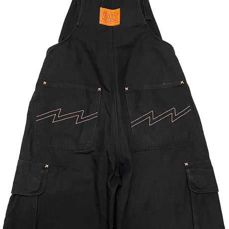【USED】90's W.&L.T. JEANS CARGO POCKET OVERALLS BLACK