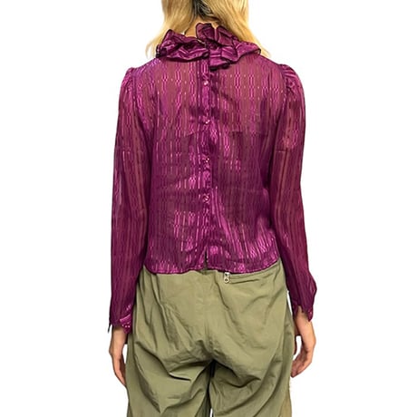 【USED】80's Manon FRILL COLLAR BOW TIE BLOUSE