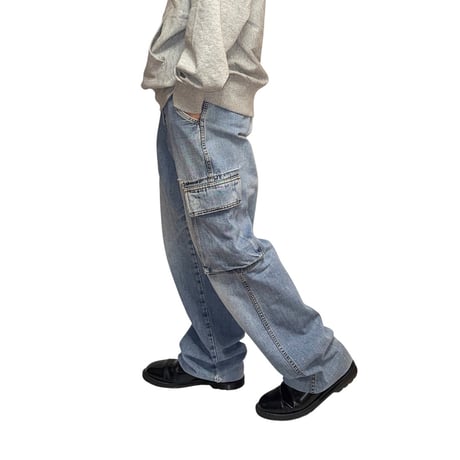 【USED】90's GUESS Wide Straight Fit Denim Cargo Pants