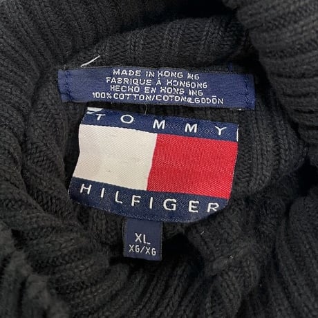 【USED】90'S TOMMY HILFIGER  TURTLENECK RIB COTTON KNIT SWEATER