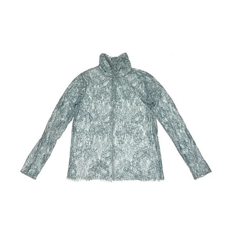 【USED】00'S BLUE GRAY LACE L/S HI-NECK TOP