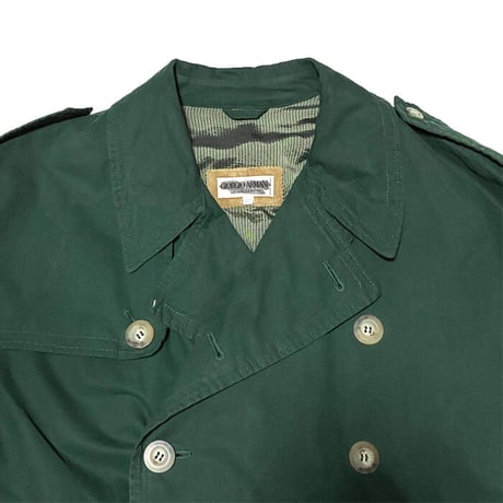 【USED】80'S-90'S GIORGIO ARMANI LONG TRENCH COAT GREEN