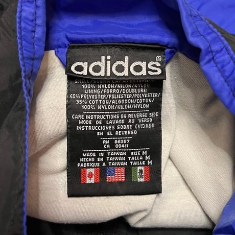 【USED】90'S adidas NYLON TRACK JACKET BLACK × BLUE LINE