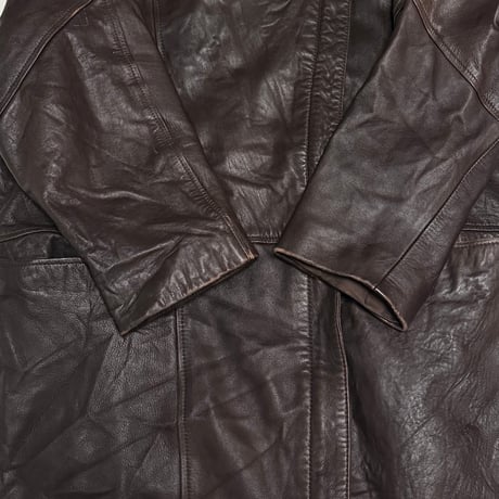 【USED】80's Vision Asymmetric High-Neck Leather Coat Sheep Nappa