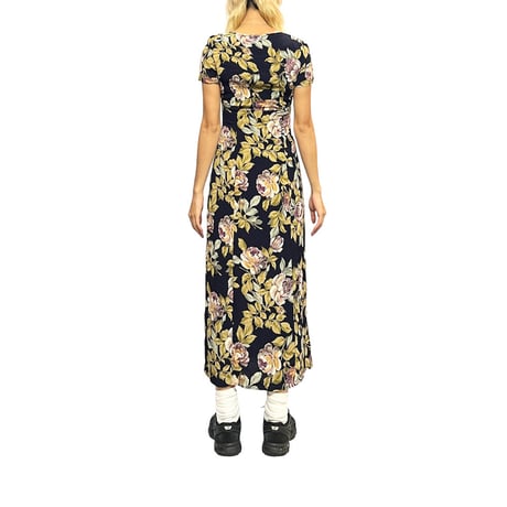 【USED】90's Karen Kane FLOWER PATTERN LONG DRESS
