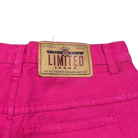 【USED】90'S LIMITED JEANS PINK COTTON SHORTS HEM LACE