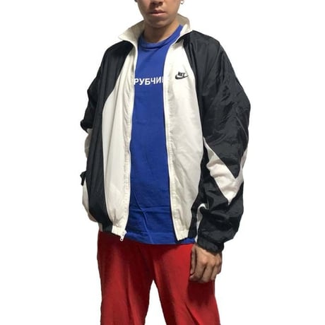 【USED】90'S NIKE NYLON JACKET BLACK & WHITE