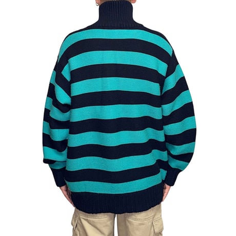 【USED】80's Yves Saint Laurent “Diffusion Hommes” Striped Zip Knit Jacket Made in Spain