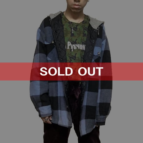 【USED】90'S BUFFALO CHECK HOODED SHIRT JACKET