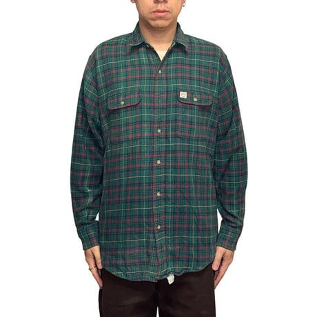 【USED】80's Polo by Ralph Lauren "POLO COUNTRY" Plaid Flannel Shirt Green