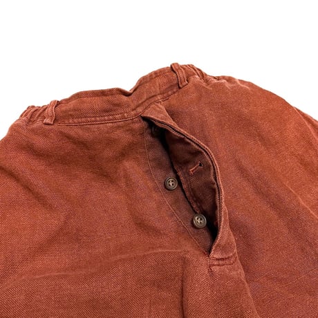 【USED】90's Paul Smith Garment-Dyed Linen Shorts Rust Tone