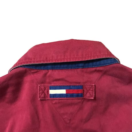 【USED】90'S TOMMY HILFIGER FLAG LOGO COTTON JACKET RED