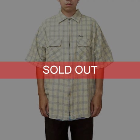 【USED】90'S-00'S BEAR USA S/S CHECK ZIP SHIRT