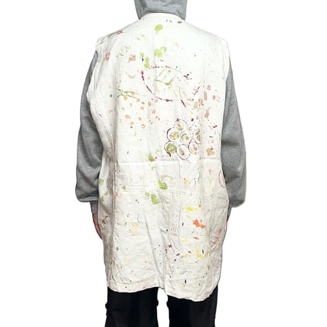 【USED】80's UK VINTAGE PAINTED LINEN N/S ATELIER COAT