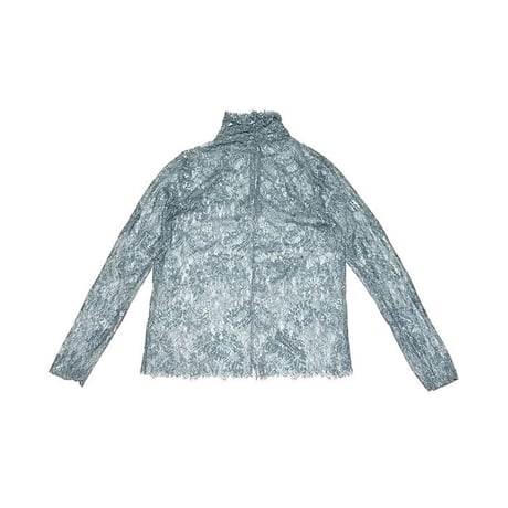 【USED】00'S BLUE GRAY LACE L/S HI-NECK TOP