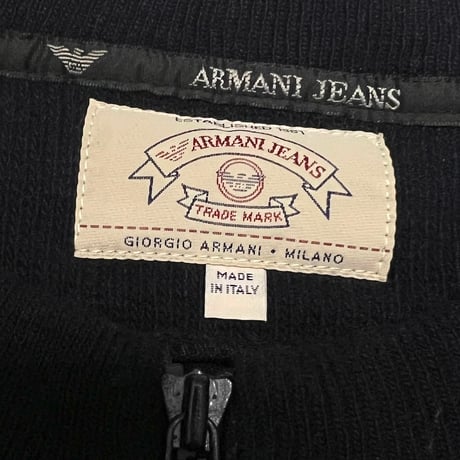 【USED】90's ARMANI JEANS WOOL × JERSEY SWITCHING TOP