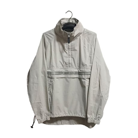 【USED】90'S CK CALVIN KLEIN JEANS  REFLECTIVE LINE PULLOVER OFF WHITE