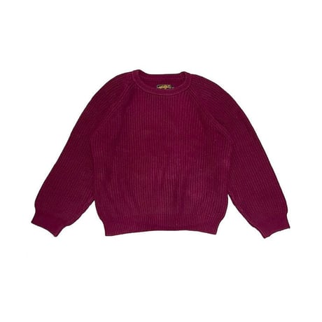 【USED】90'S Eddie Bauer COTTON KNIT SWEATER BURGUNDY