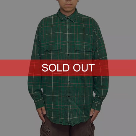 【USED】80's-90's Eddie Bauer SNAP BUTTON SHIRT GREEN CHECK