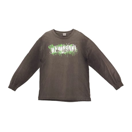 【USED】00's Kawasaki "Splash Logo" Faded Black L/S T-shirt
