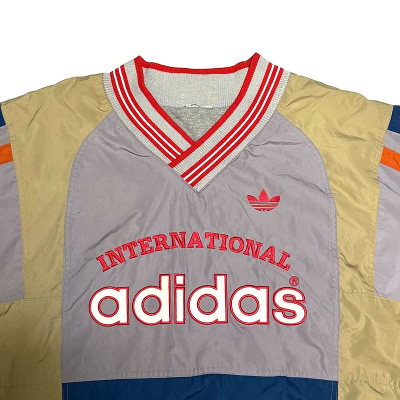 USED】80's adidas Crazy Pattern V-Neck Pullover