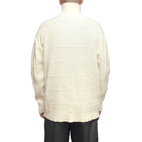 【USED】00'S haggar HIGH-NECK ZIP COTTON KNIT SWEATER