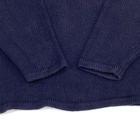 【USED】90'S-00'S J.CREW COTTON KNIT ROLL NECK SWEATER NAVY