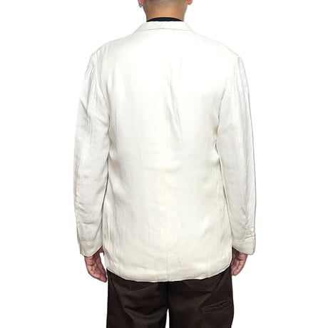 【USED】30's BRITISH VINTAGE SHAWL COLLAR SILK DOUBLE BREASTED DINNER JACKET WHITE