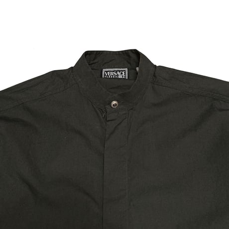 【USED】90's VERSACE CLASSIC V2 BAND COLLAR SHIRT