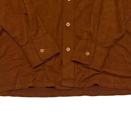 【USED】70's Macy's California TRIACETATE × NYLON SHIRT BROWN