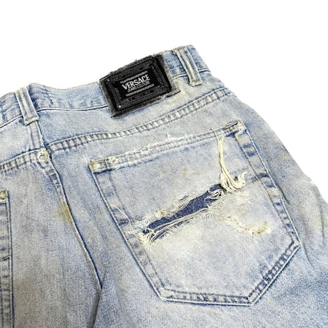 【USED】90's VERSACE JEANS COUTURE DAMAGED DENIM PANTS