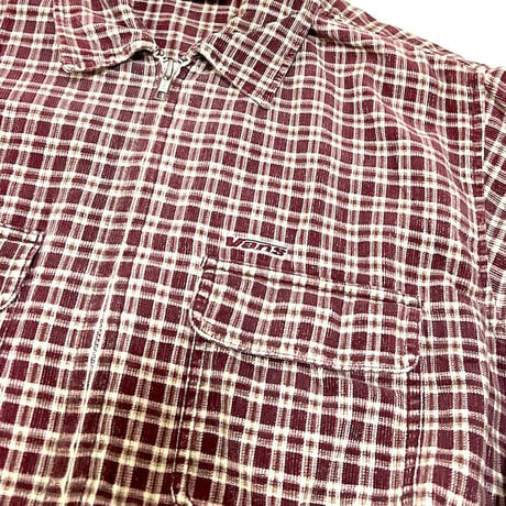 【USED】90'S-00'S VANS CORDUROY CHECK ZIP SHIRT