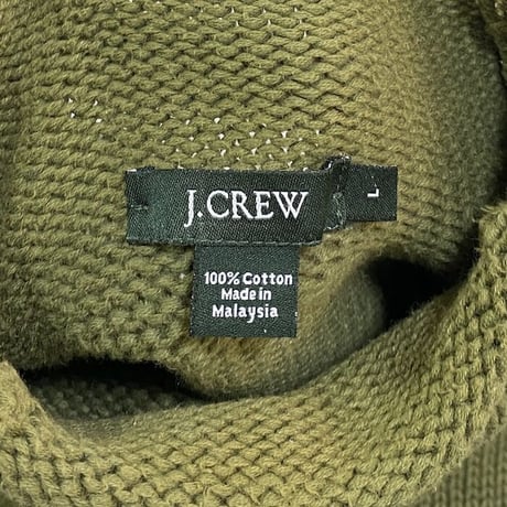 【USED】90'S-00'S J.CREW COTTON KNIT ROLL NECK SWEATER MOSS GREEN