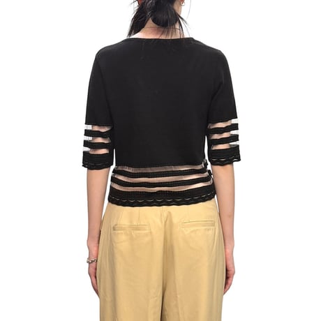 【USED】80's BRAND NEW SHEER BORDER S/S KNIT
