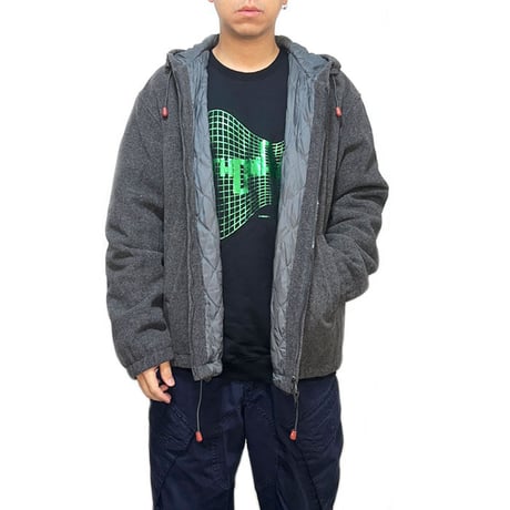 【USED】90'S-00'S ARMANI JEANS FLEECE WOOL HOODED JACKET