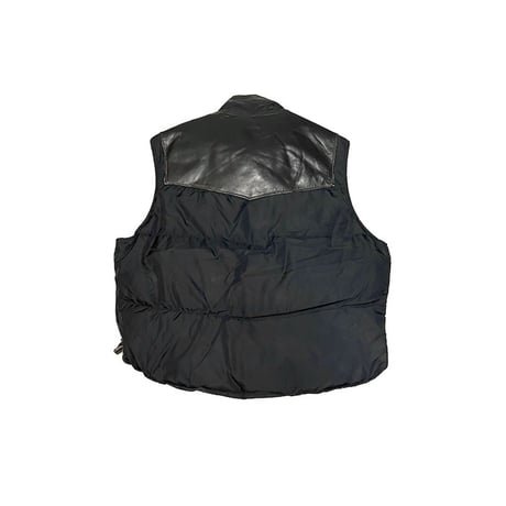【USED】80'S Schott LEATHER ×NYLON DOWN VEST BLACK