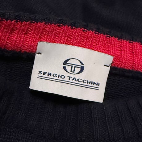 【USED】00's Sergio Tacchini Line-Rib Sports Knit with Shoulder Zip
