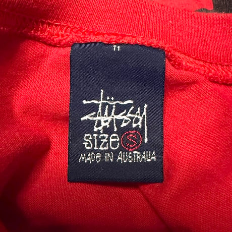 【USED】90's STUSSY Big Logo T-shirt Red Made in Australia