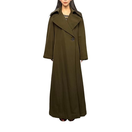 【USED】tricot COMME des GARÇONS 1996 Olive Wool Maxi Long Coat