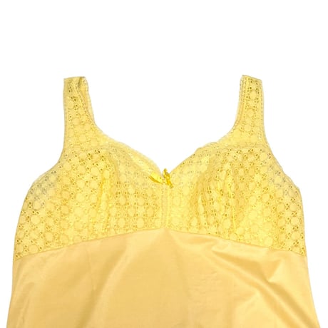 【USED】60's Schiesser S-line LINGERIE SLIP MINI DRESS YELLOW