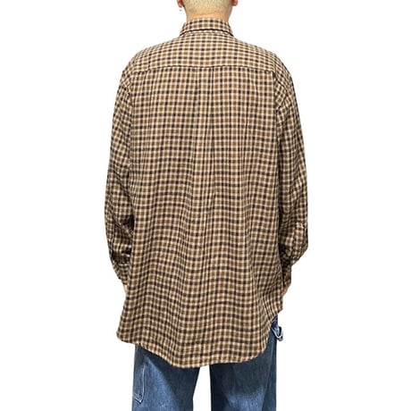 【USED】90'S-00'S J.CREW BROWN CHECK B.D.SHIRT