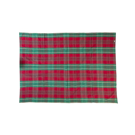【USED】Vintage INDIAN COTTON PLAID PATTERN LARGE FABRIC