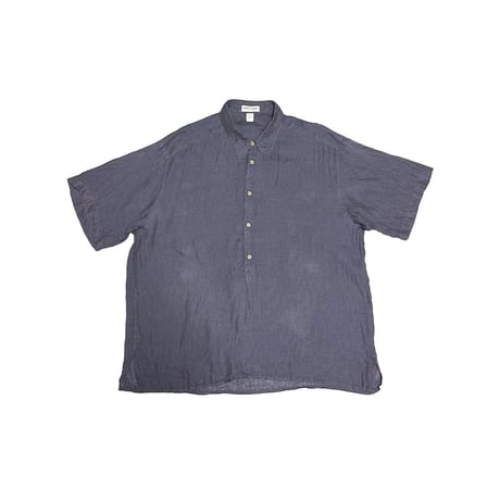 【USED】80's-90's GIORGIO ARMANI Le Collezioni Linen Half-Placket Pullover Shirt