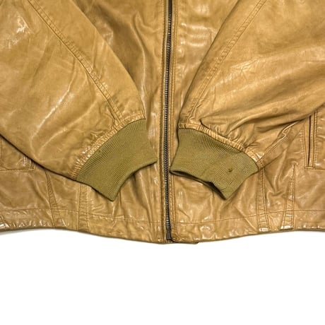 【USED】90's EMPORIO ARMANI Leather MA-1 Flight Jacket Sand Beige
