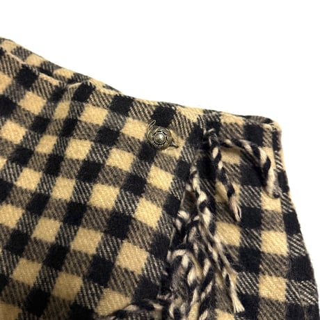【USED】80's-90's Westbound Check Wrap Mini Skirt with Fringe Detail