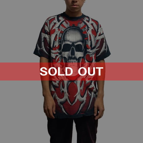 【USED】90'S  LIQUID BLUE SKULL T-SHIRT
