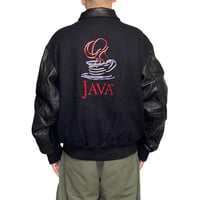 【USED】90's Sun Microsystems "JAVA" Leather Sleeve Varsity Jacket