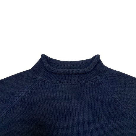 【USED】00'S J.CREW COTTON KNIT ROLL NECK SWEATER NAVY