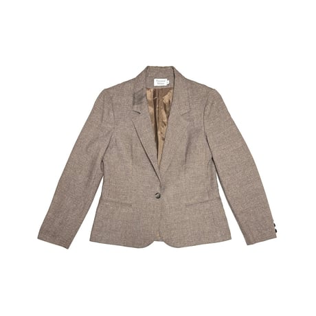 【USED】90's Personal Petites Tailored Jacket Mixed Grey Brown with Sharp Lapel