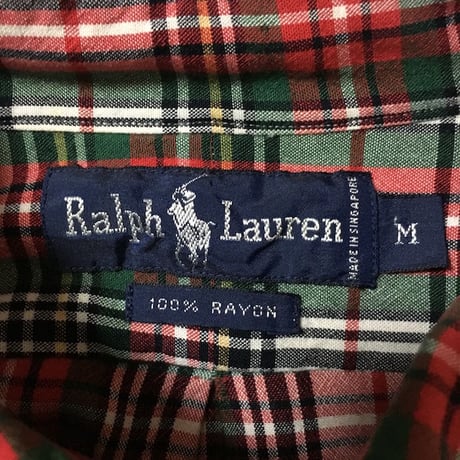 【USED】RALPH LAUREN RAYON CHECK SHIRT